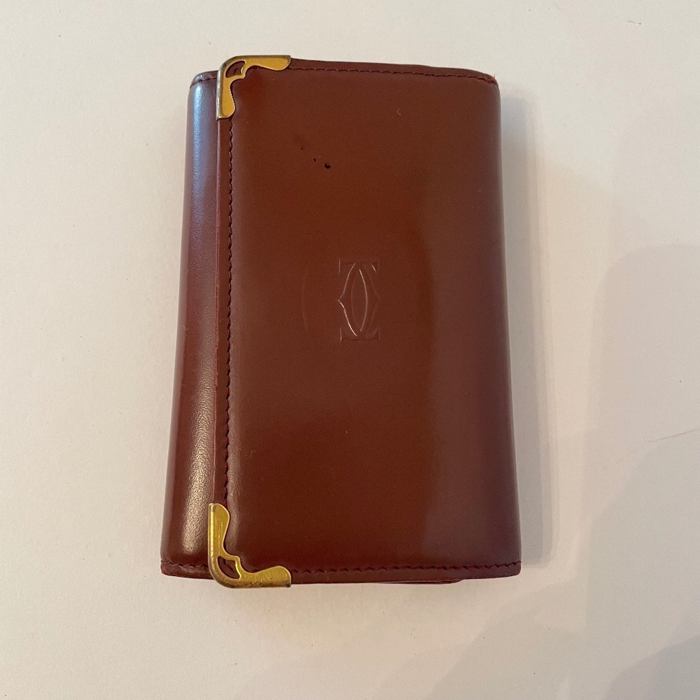 Cartier Must de Cartier 6 Key/Card Holder keyring Burgundy Calfskin